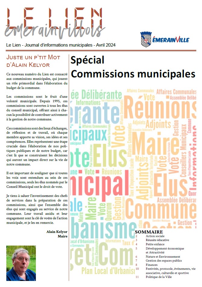 Lire la suite à propos de l’article Le Lien spécial Commissions municipales – avril 2024